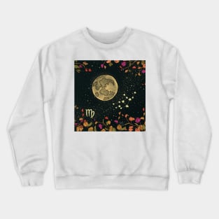 Virgo Zodiac Flower Moon Night Sky Crewneck Sweatshirt